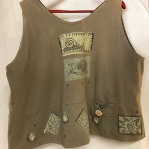 Vintage Blue Fish Sleeveless Pullover